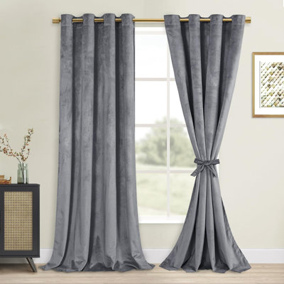 2 Panels Velvet Curtains with Tiebacks - Luxury Grommet Top Window Treatments Room Darkening Privacy Protect Drapes for Bedroom Living Room Home Decor
