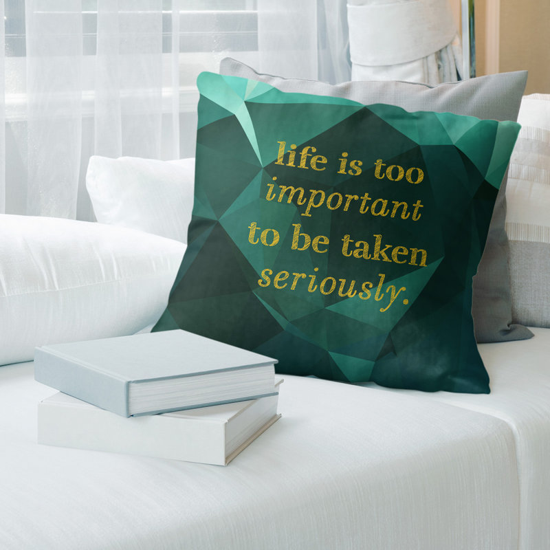 Coussin de vie en faux pierres précieuses & levity, 26 po x 26 po, Émeraude / doré