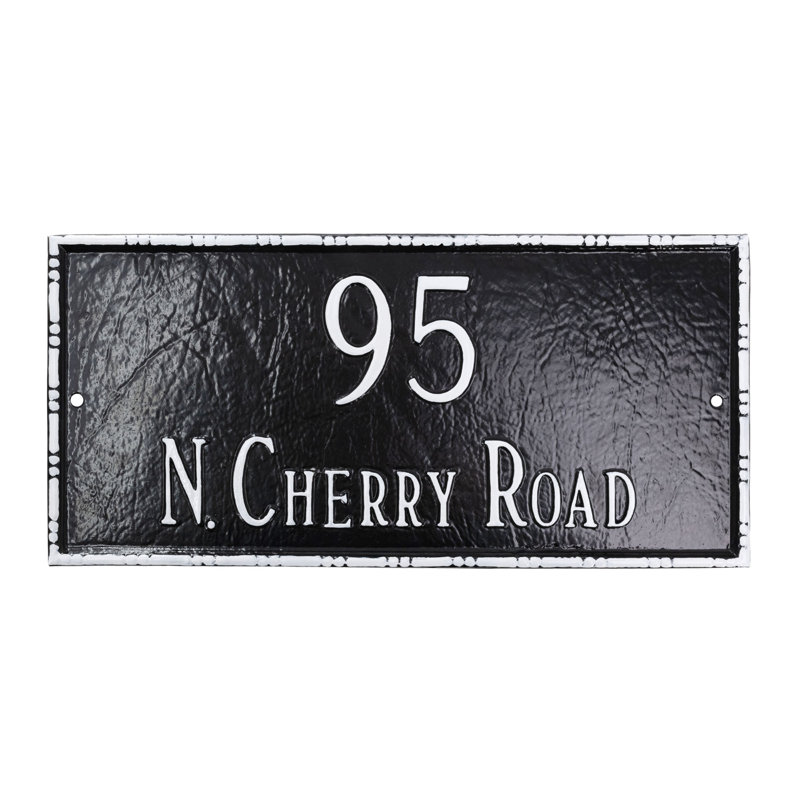 Lincoln 2-Line Wall Address Plaque, Navy / Silver