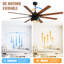 52 Inch Ceiling Fan With 6 Speed Wind 8 Dual Colours Blades Remote Control Reversible DC Motor With Light