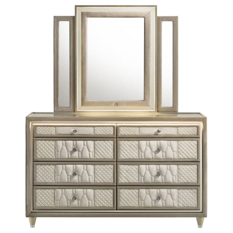 Commode 8 tiroirs avec miroir Mika