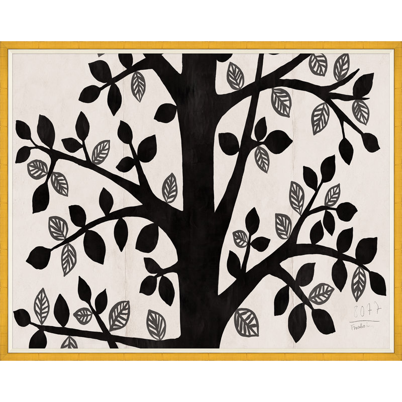 Black Tree Print by Paule Marrot, Gold Framed, 43" H x 54" W x 1.25" D