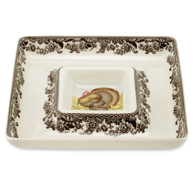 Spode Woodland Turkey Square Chip & Dip