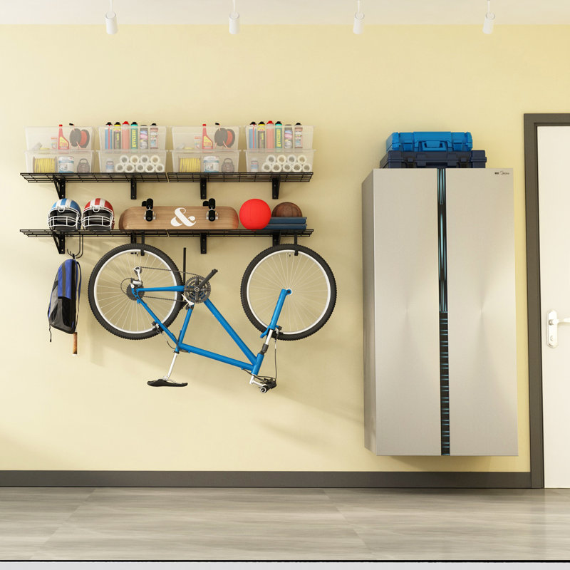 Tablettes de rangement murales pour garage, Noir, H 12,2 po x l 72 po x P 12 po