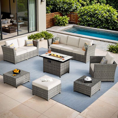 Ensemble de meubles de patio avec coussins 10 pièces Ignatz