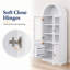 Grande armoire de rangement arquée pour salle de bain avec portes en verre, tablettes à 5 niveaux et organisateur de porte-1261804641
