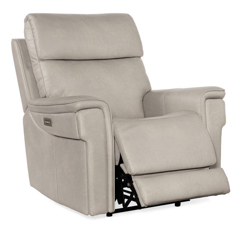 Fauteuil inclinable électrique en cuir véritable de largeur MS 40,5 po MS, Cuir véritable beige