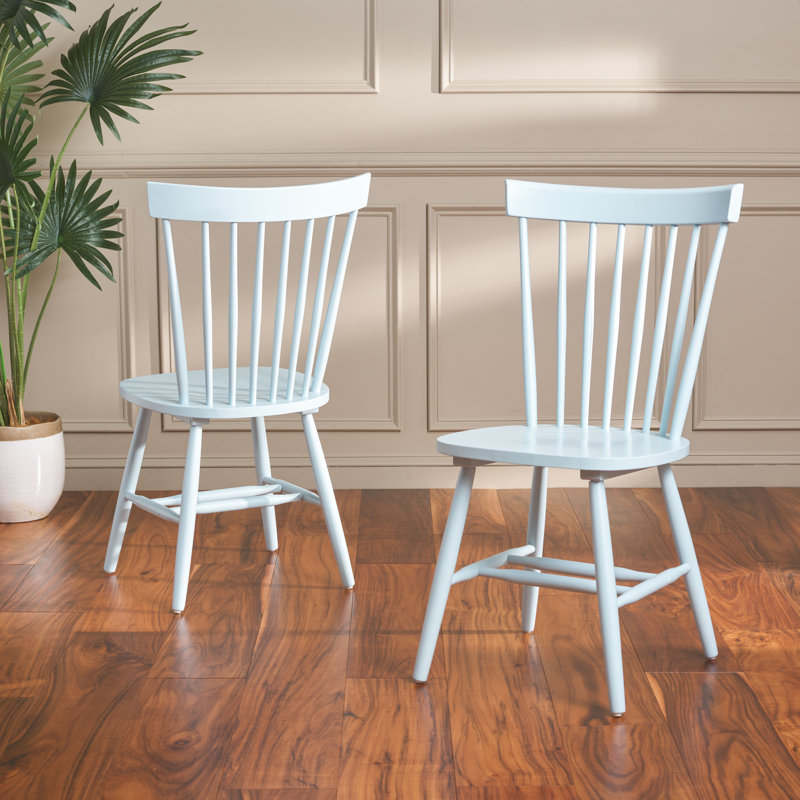 Matanna 17.3'' H Oak Solid Wood Side Chair, Pale Blue