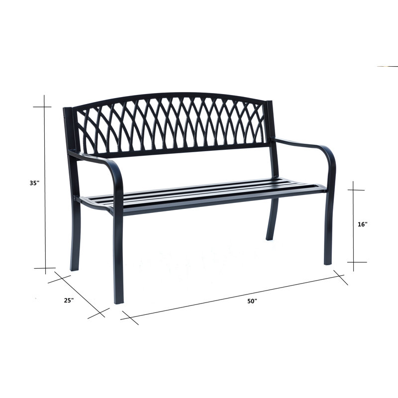 Banc de jardin en acier et fonte pour la sérénité extérieure, Noir