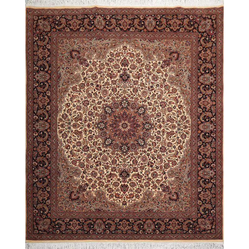 Tapis oriental ivoire en laine nouée à la main KPSI Pak