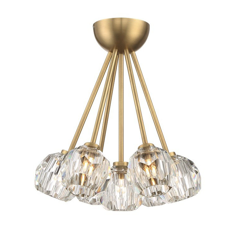 Plafonnier semi-encastré 7 lumières 15 po Gerdes, Laiton vieilli