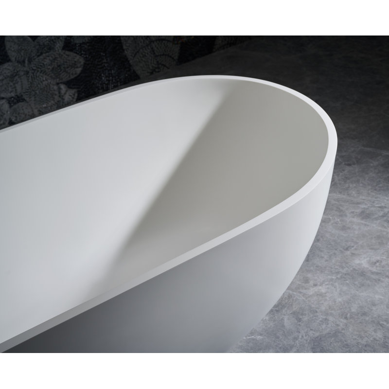 CASCADE 63" Freestanding Solid Surface Bathtub in White