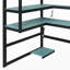 Lit mezzanine simple en bois avec bureau, support de rangement latéral, tablettes multiples et lumière RVB-133663743