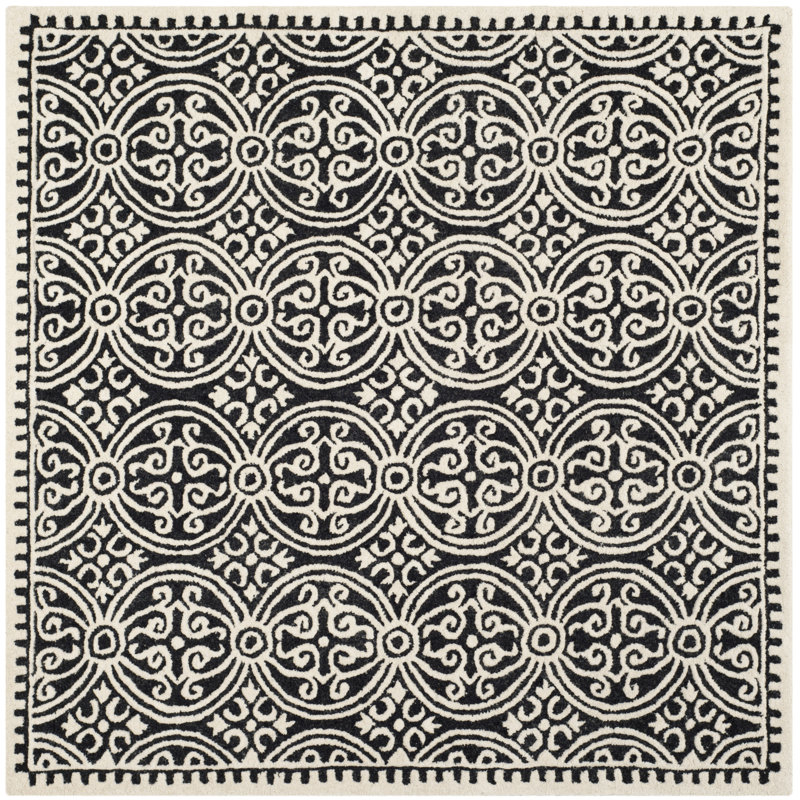 Tapis géométrique en laine touffeté à la main Cambridge, Carré 10 pi