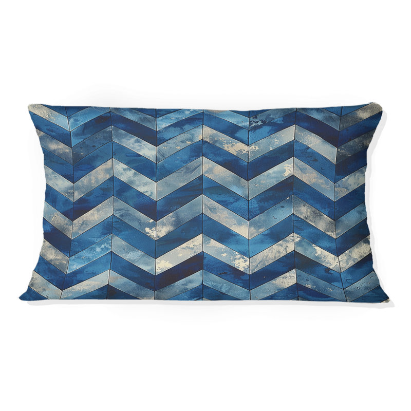 Motif à chevrons bleu I - coussin lombaire moderne