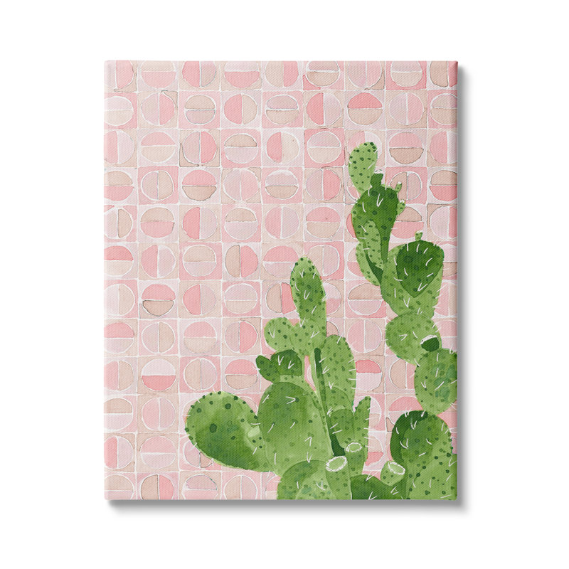 Motif géométrique abstrait cactus, H 20 po x l 16 po x P 1,5 po, Toile tendue