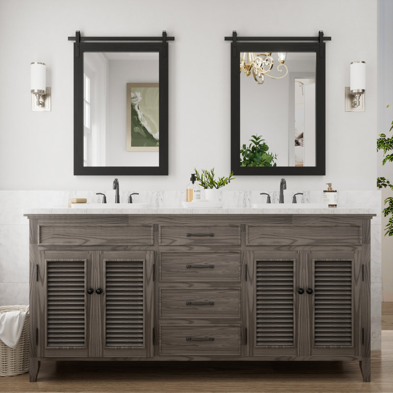 Miroir de salle de bain Keira-Mai, Verticale 36 po x 24 po, Noir