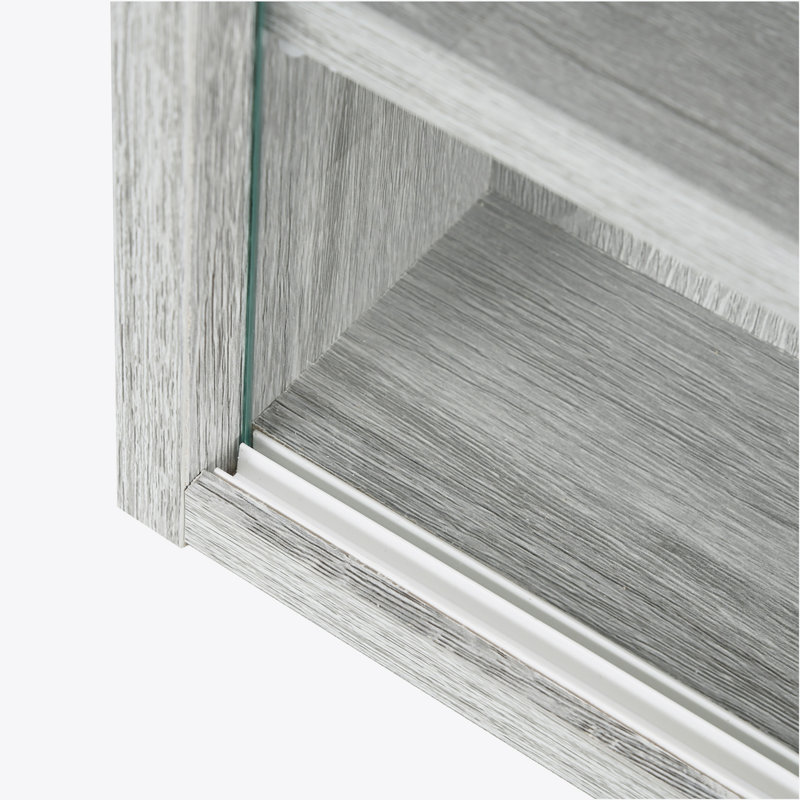 Vitrine à 5 niveaux, vitrine en verre avec 2 portes et tablettes réglables, fixation murale, gris