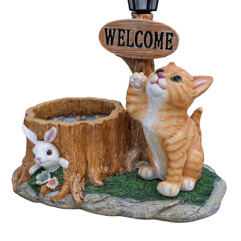 Cute Cat Planter Statue Garden Decor