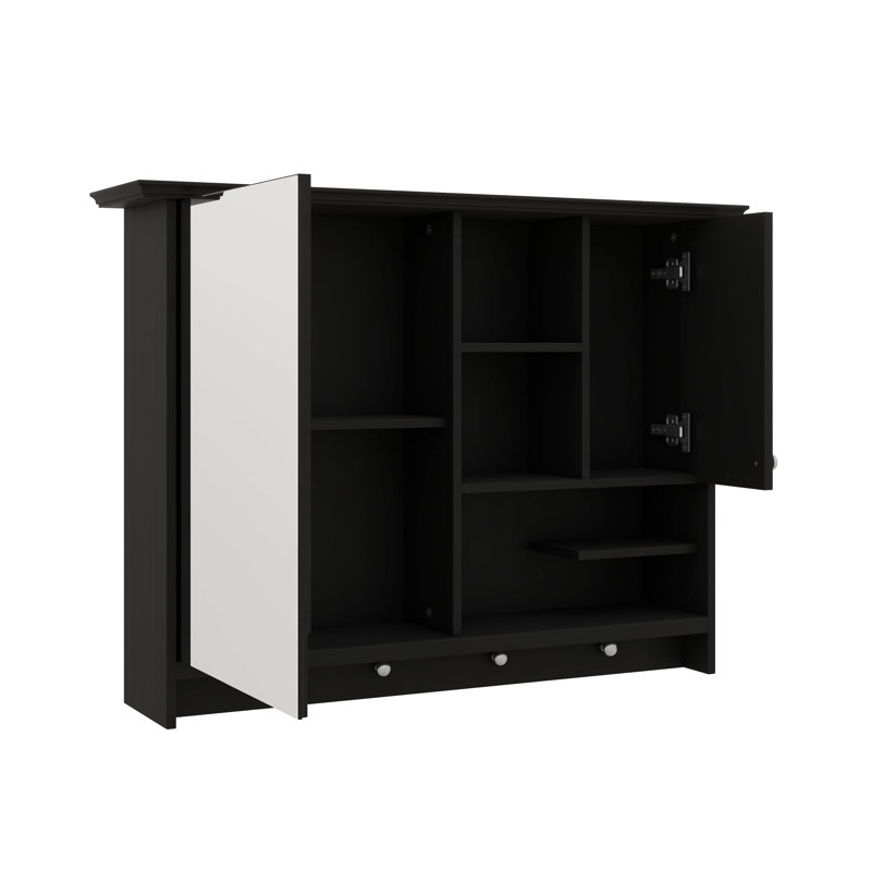 Armoire à miroir murale de 36 pouces, unité de rangement de salle de bain avec tablettes réglables, armoire à pharmacie élégante pour la salle de bain