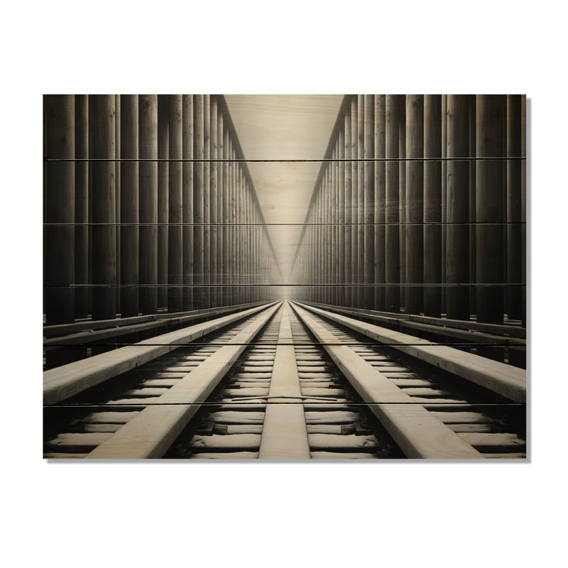 Train Minimalist Traces I sur bois, H 30 po x l 40 po x P 0,78 po