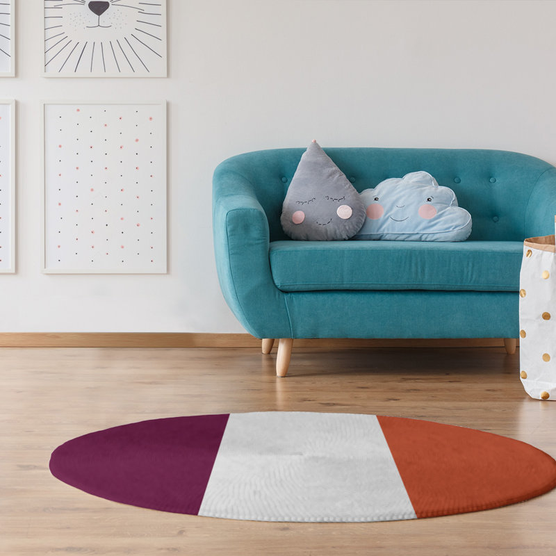 Tapis rose/orange, Rond 5 pi