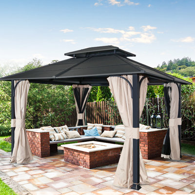 12 Ft. W x 10 Ft. D Steel Frame Hardtop Patio Gazebo -  COOS BAY, GBMD1210