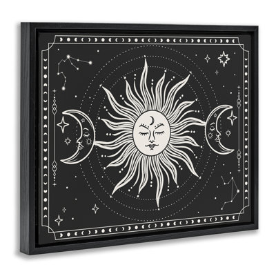 «Astrology Sun & Moon», art mural encadré sur toile flottante par JJ Design House LLC