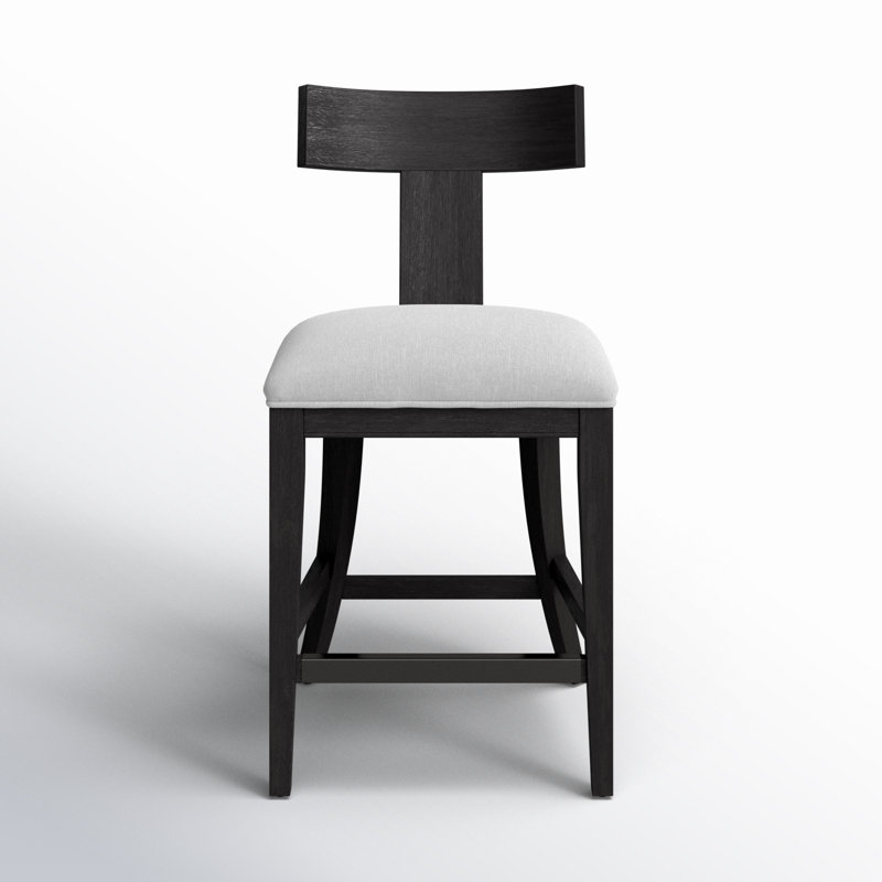 Yasmina Upholstered Counter Stool with Solid Wood Frame, Charcoal Black