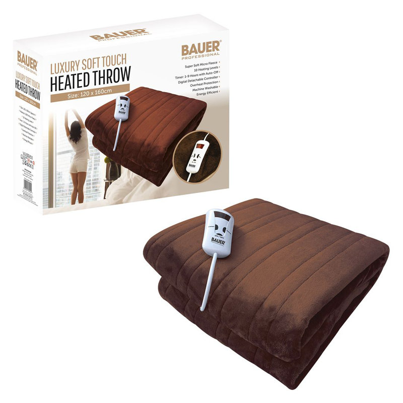Heated Throw Blanket, Brown