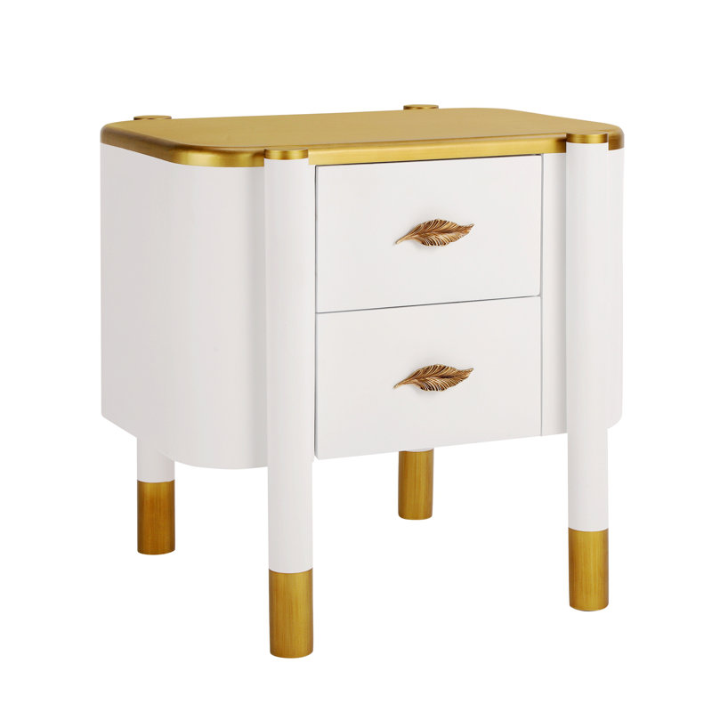 Table de chevet pour chambre à coucher, table de chevet à 2 tiroirs, table de chevet avec poignées en métal, table de bout pour le salon et la chambre à coucher