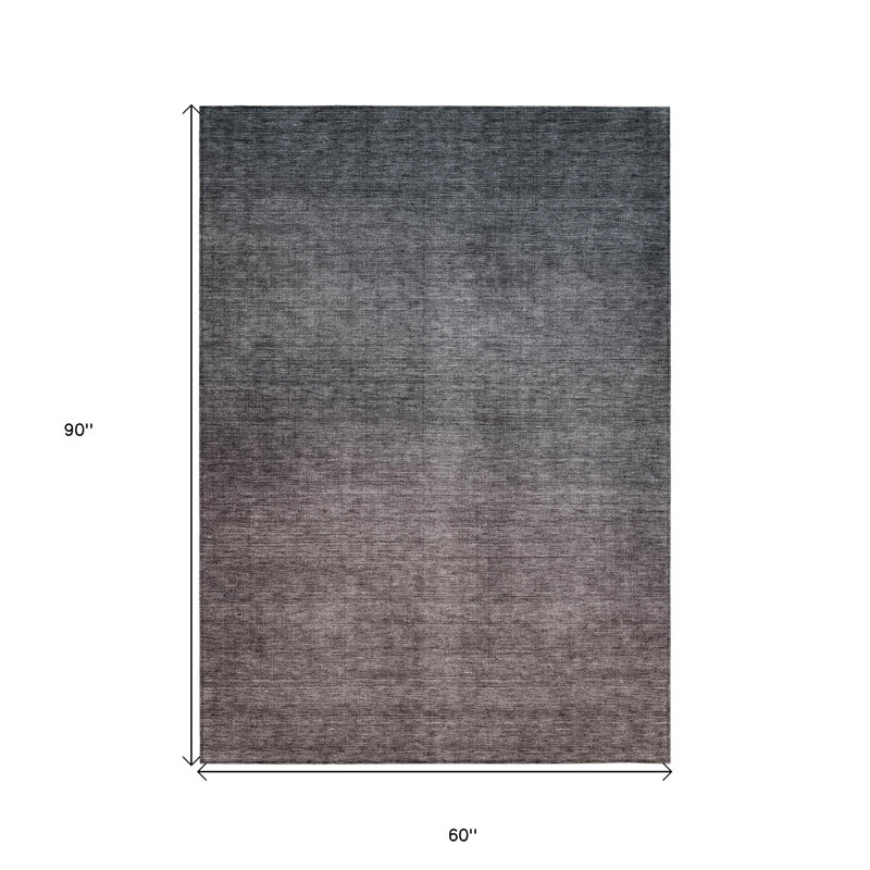 Tapis gris anthracite et brun 5 pi x 8 pi
