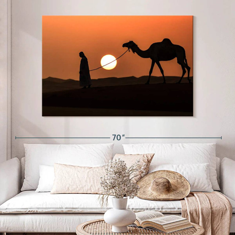 Man And Camel Silhouette, 34" H x 51" W