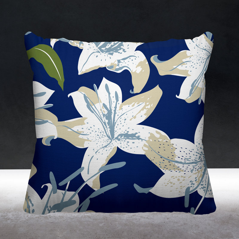 Housse et insert de coussin rectangulaire extérieur Cybil, L 15 po x H 15 po, Bleu marine