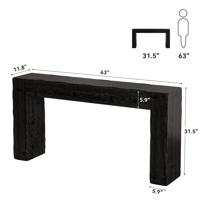 Arhab 63-Inch Solid Wood Console Table, Black