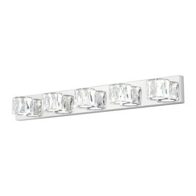 Applique murale pour salle de bain 35 lumières à DEL en cristal 35 po Modern Chrome