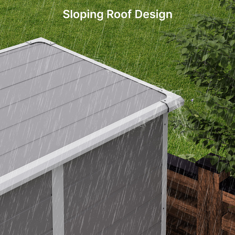 5ft x 3ft Gray Resin Outdoor Storage Shed with Windows