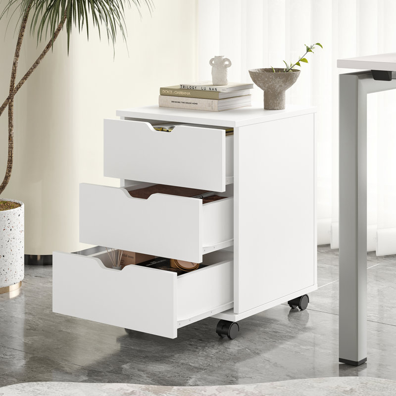 Antojuan 15.74'' Wide 3 -Drawer Mobile File Cabinet, White