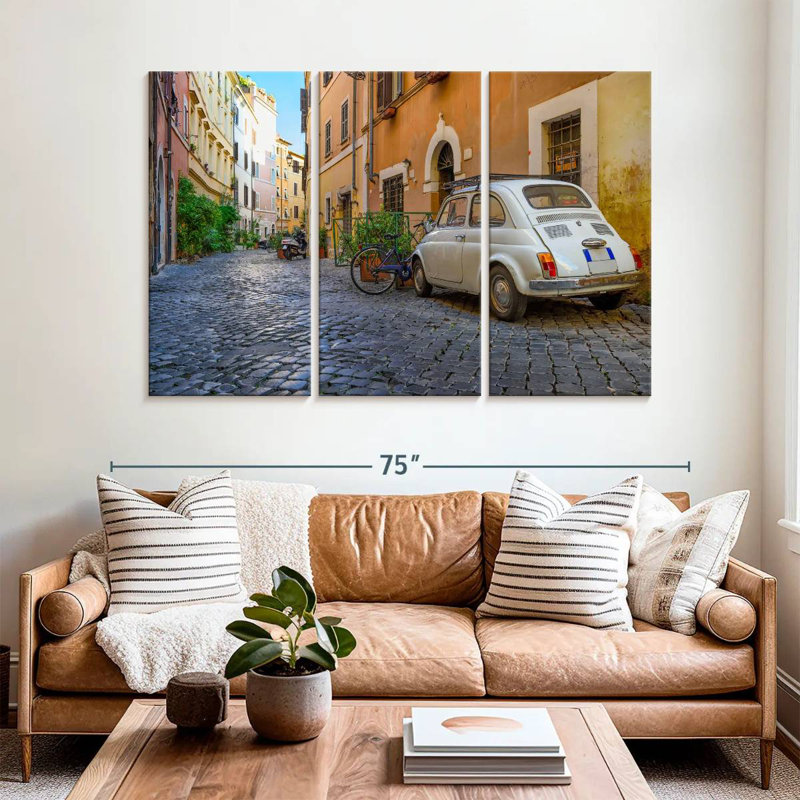 Sireci Cobbled Street In Rome, 42" H x 65" W