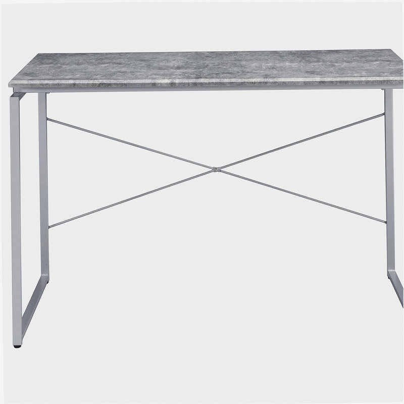 Bureau d'écriture gris et argent avec base en métal