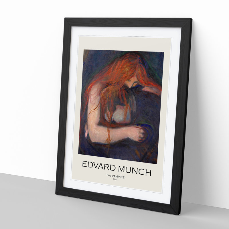 The Vampire Vol.1 by Edvard Munch - Picture Frame Painting, Black Framed, 48cm H x 36cm W x 2cm D