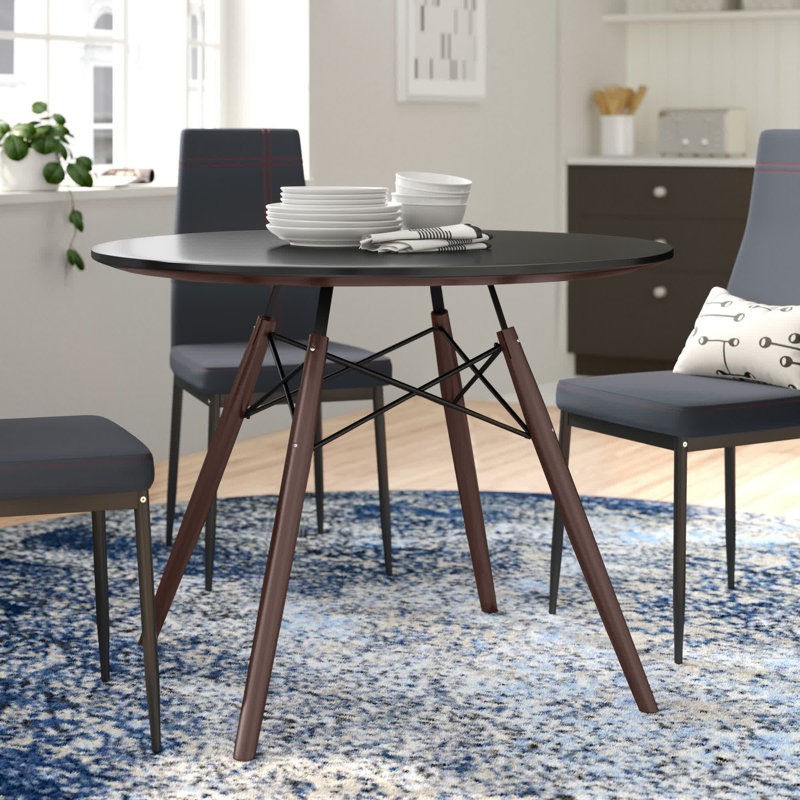 Beech Round Dining Table, Black, Walnut