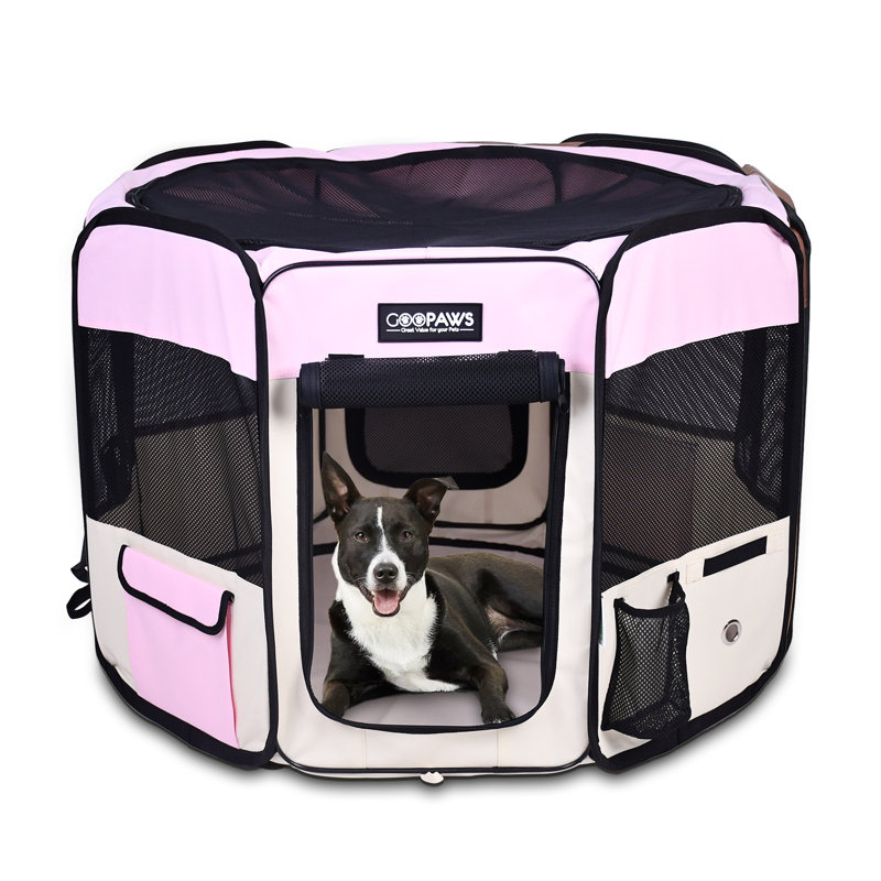 Panel Fabric Exercise Pen With Door, Pink, 24" H x 45" W x 45" D