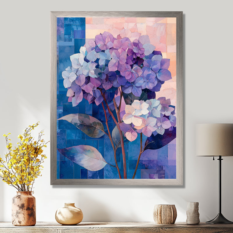 Murray - Floral Canvas Wall Art, Reproduction encadrée d'une seule photo, Argent argent, H 20 po x l 12 po