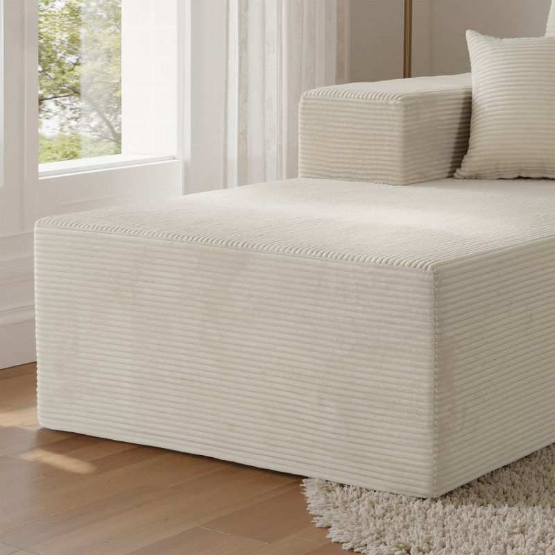 2 - Piece No Assembly Required Upholstered Sectional, Free Combination Cloud Sofa with L-Shape Chaise, Beige