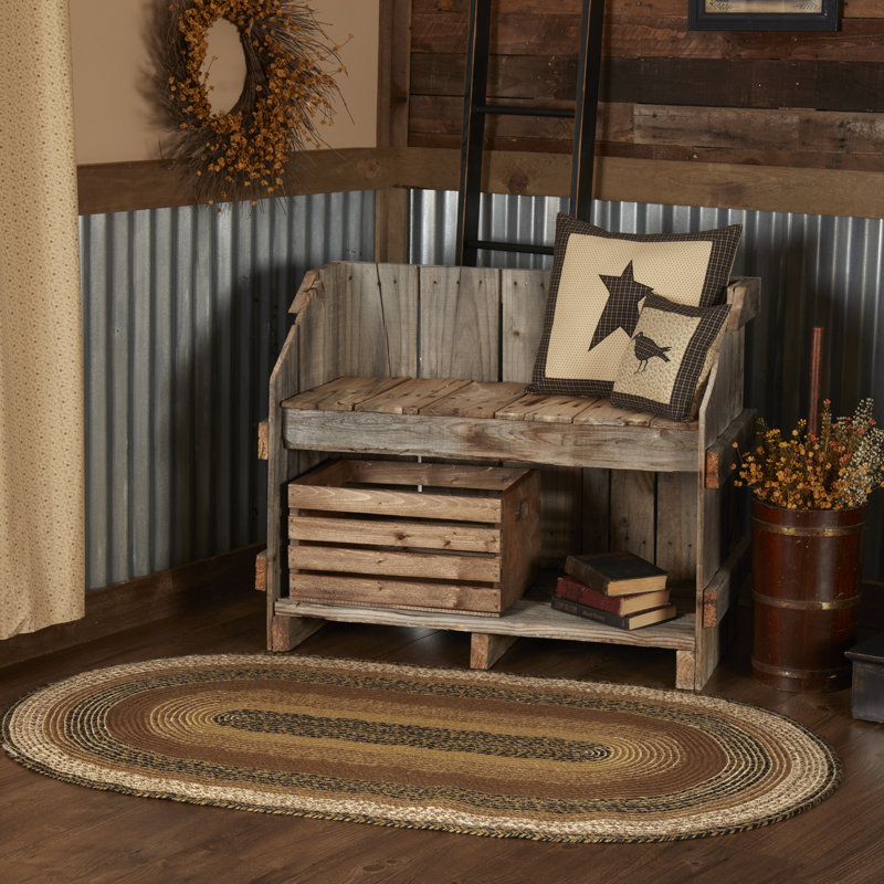 Tapis naturel / campagnard noir, crème et caramel Kettle Grove, Ovale 3 pi x 5 pi