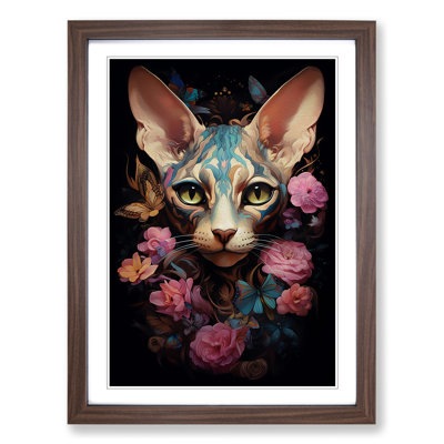 Sphynx Cat Romanticism - Single Picture Frame Print on Wood