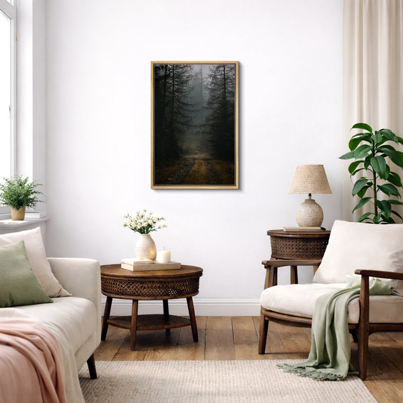 'Autumn Fall' Wall Art Print on Framed Canvas, Dark Forest, Cadre naturel flottant, H 36 po x l 24 po, Naturel