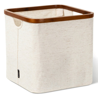 Cube de rangement avec cadre en bambou Bigso - 11,8 po x 11,8 po x 11,8 po