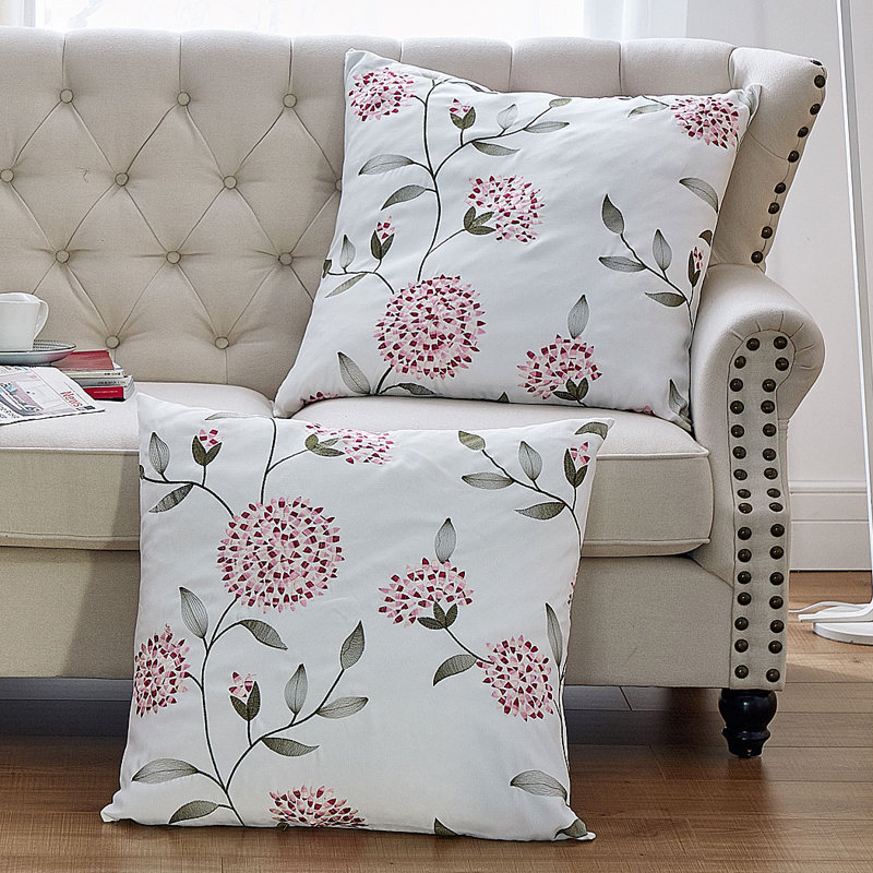 Floral Square Euro Cushion Cover, Burgundy